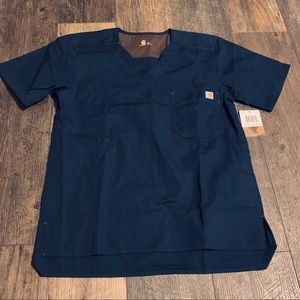 NWT CARHARTT MEN XSMALL NAVY BLUE SCRUB TOP